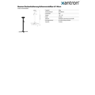 Support plafond pour beamer rglable en hauter 67-90cm, Xantron TOPLINE-BM090