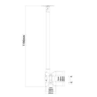 Deckenhalterung 119cm schwarz fr Monitore 22-42, Xantron PRO-CMS-S200B